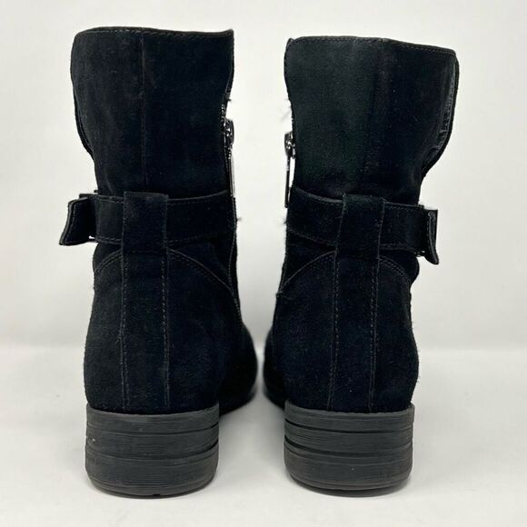 Blondo Talia Black Waterproof Suede Leather Moto Buckle Strap Zip Ankle Bootie 6 - Picture 11 of 12